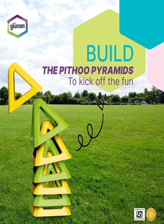 Gluman Pithoo Game | Colorful Plastic Pithhu Stacking Game Set with 1 Soft Ball | Traditional Indian Sitoliya | Classical & Nostalgic | Outdoor Games | for Kids & Family | Return Gift for Kids - Image 4